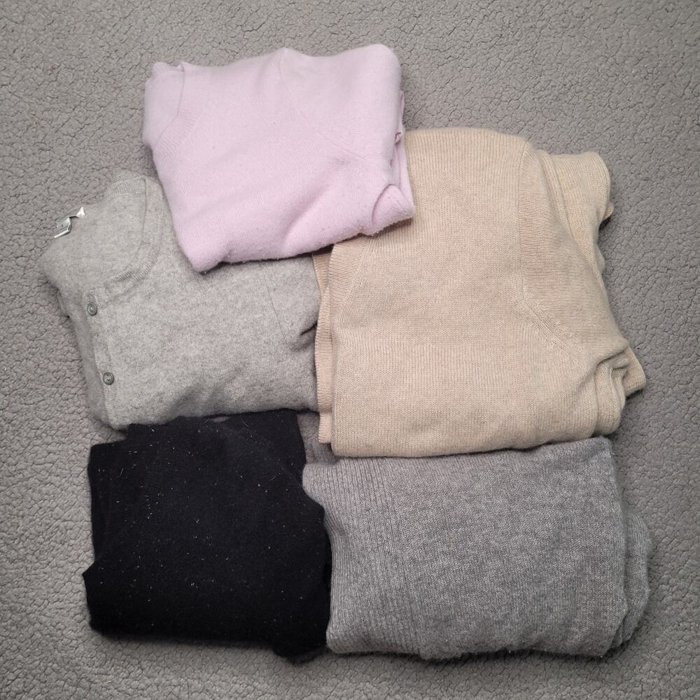 5pc CASHMERE Sweaters Tops Lot Crafts Cutter Flaws Holes Upcycle Fabric DIY